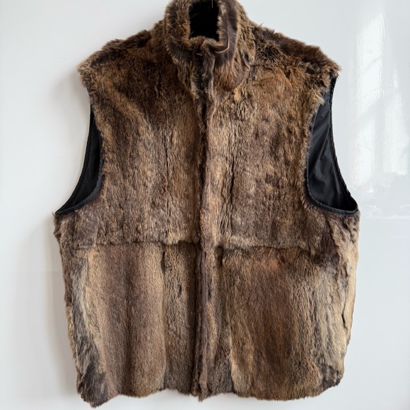 Andrew Marc VTG Black Leather Jacket with Removable Rabbit Fur Vest Lining - Picture 8 of 17